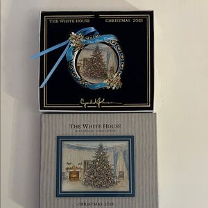 Blue White House Commerative Christmas Ornament